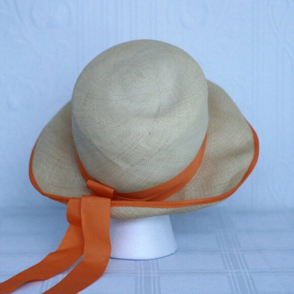 Marshall fields Betmar Retro straw hat with orange ruban - Picture 3 of 6